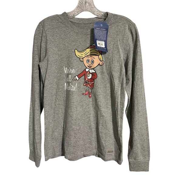 Life Is Good Womens We’re All Misfits Long Sleeve Crusher Tee XS Heather Gray - Picture 1 of 8